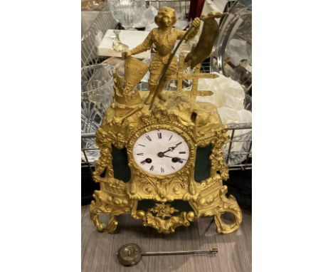GILT BRONZE FIGURE CLOCK 33.5 CMS (H) APPROX
