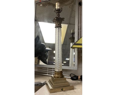 BRONZE SWIRL GLASS CORINTHIAN COLUMN LAMP