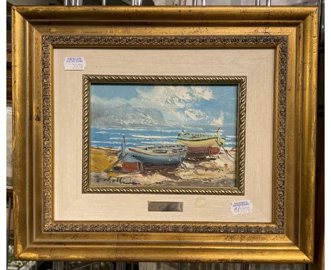 SEASCAPE PAINTING SIGNED A. MENA - OIL ON CANVAS - 13CMS X 18CMS