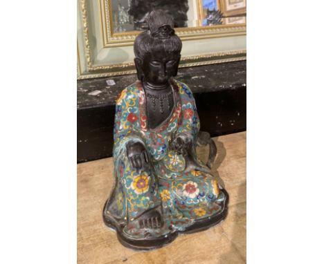 BRONZE &amp; CLOISSONE FIGURE - APPROX 28CMS HIGH