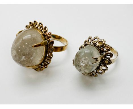 TWO GOLD QUARTZ RINGS - SIZE J &amp; K
