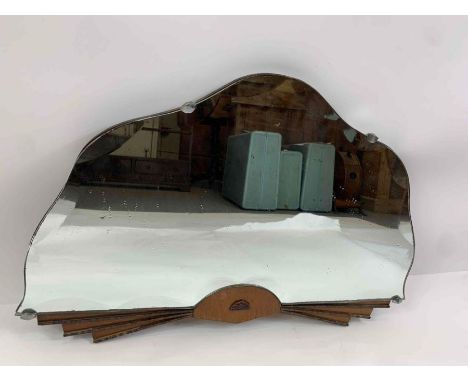 A vintage wall mirror, in the form of a fan, 42cm x 68cm 