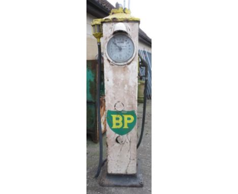 Automobile/motoring intrest - A B.P. petrol pump, with a single white "Gallons" dial and pump, painted in yellow and green