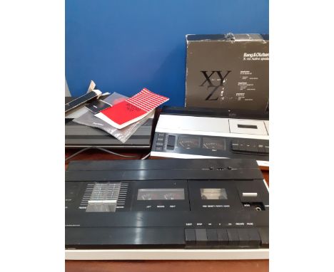 A Bang &amp; Olufsen 'X-tra Active' speaker kit, a Beogram CD3300 player (crack to lid), a Beocord 1900 recorder, a Beocord 2