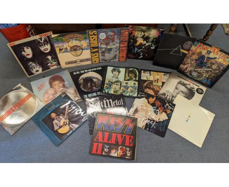 A collection of Metal/Rock and Pop LP records to include Guns 'N' Roses Appetite for Destruction, Kiss to include Alive II Do