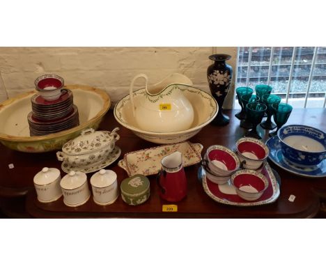 Mixed 20th century ceramics to include a Czechoslovakian part tea service, two wash bowls, three early 20th century ceramic h