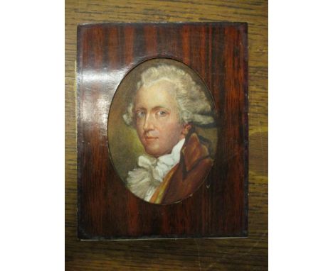 E Sylvia Shaw after Gilbert Stewart - miniature watercolour portrait of Robert Shaw of Co Dublin (b.1749) signed to lower rig
