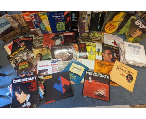 A large collection of mixed LP records to include Elvis Presley, Mezzoforte, mixed Jazz and easy listening, and others to inc