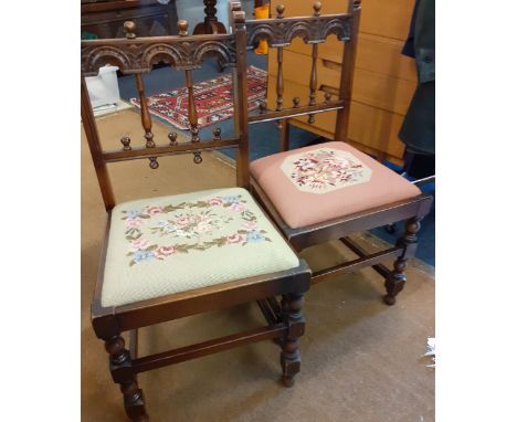 A pair of Ercol dining chairs with drop in tapestry seatsLocation: RWB 