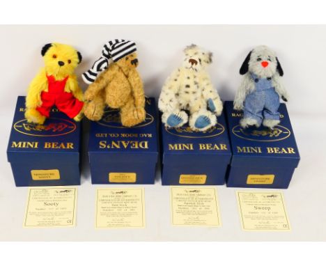 Deans Rag Book - Four boxed Limited Edition Deans Rag Book 'mini' bears, including 'Sam Sock' (193 of 500); 'Spotted Dick (18