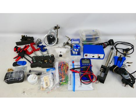 Intertek - Draper - A collection of model making tools and equipment including soldering equipment, a pyrography set, multi m