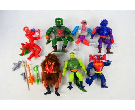 Mattel - 6 unboxed Master of the Universe action figure to include Whiplash (wave 3 1983) and Grizzlor, Leech, Mantenna, Modu