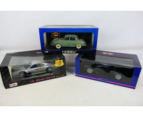 UT Models - Norev - Maisto - 3 boxed 1/18 scale diecast vehicles to include #26011 McLaren F1 GTR Road Car 1997 Black, #13826