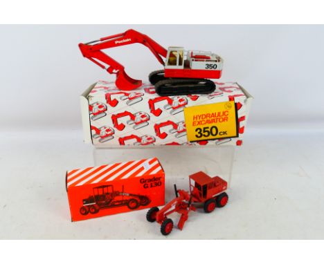 Conrad - NZG - 2 x boxed 1:50 scale models, Poclain 350CK Hydraulic Excavator and an O&K G130 Grader # 232. The models are di