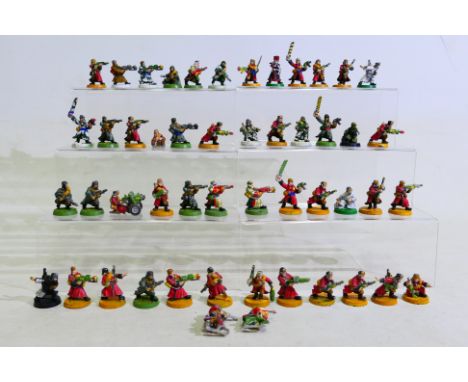Warhammer - Games Workshop - Approximately 50 painted metal Warhammer 40K Imperial Guard 'Ice Warriors of Vallhalla' figures.