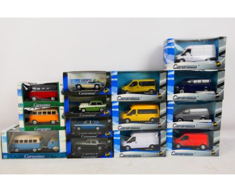 Cararama - 14 boxed 1/43 scale diecast vehicles to include Austin Cambridge A60, Land Rover 90, Austin Healey VW T5 and other