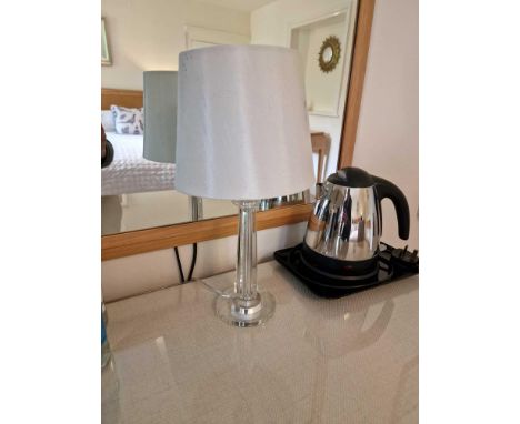 A Glass Column Desk Lamp With Sateen Shade 38cm