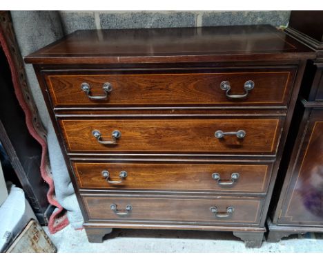 A George III Style Mahogany Chest Of Drawers The Top With A Moulded Edge Over Four Long Graduated Drawers, On Splayed Bracket