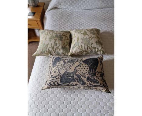 A Set Of 3 x  Scatter Cushions 2 x  30 x  30cm John Lewis Floral Pattern And 1 x  50 x  26cm Fisherman Prayer Print Cushion