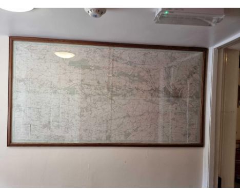 A Vintage Ordnance Survey Map Wiltshire District In A Glazed Simple Frame 170 x  90cm