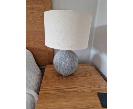 A Pair Of Ceramic Table Lamps Slate With A Gentle Ridging Running Down The Budded Base This Table Lamp Adds Texture And Colou