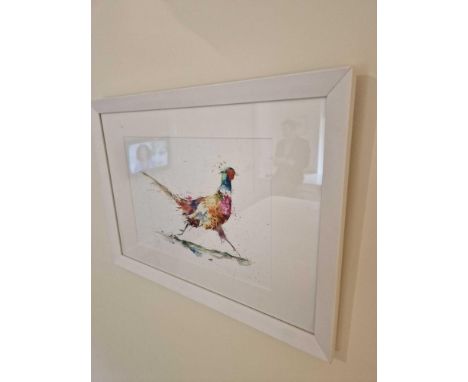 Canvas Giclee Watercolour Art Print By Nicola Jane Rowles Titled Run For It In A White Wood Glazed Frame 46 x  33cm
