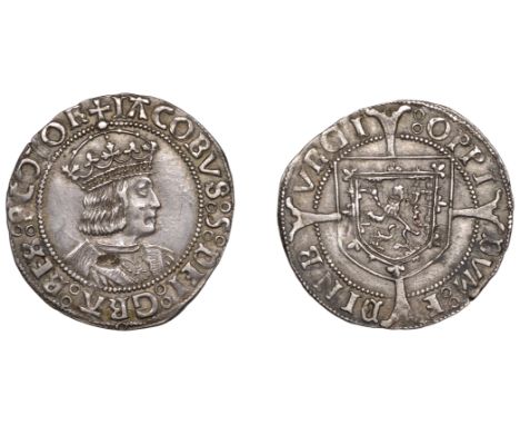 James V (1513-1542), Second coinage, Groat, Holyrood Abbey mint, type IIa (i), bust right with wide-collared mantle and singl