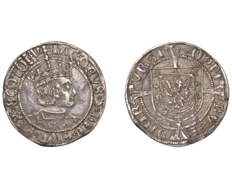 James V (1513-1542), Second coinage, Groat, Holyrood Abbey mint, type IIIc (i), bust right with wide-collared mantle, smooth 