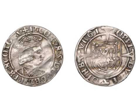 James V (1513-1542), Second coinage, Groat, Holyrood Abbey mint, type IVa, bust right with wide-collared mantle, smooth chain