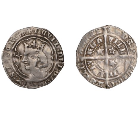 David II (1329-1371), Second coinage, Class B, Groat, Edinburgh, mm. cross potent on obv., cross fourchée on rev., first inte