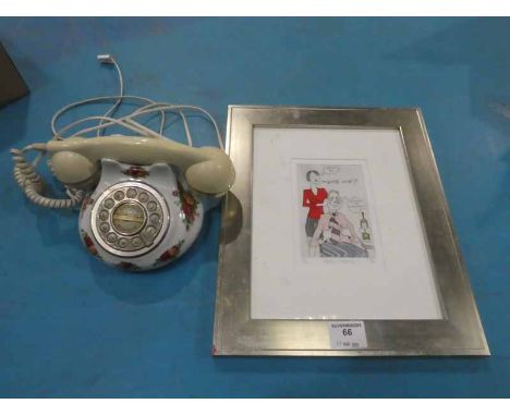 A Royal Albert Old Country Roses Telephone and Humerous Print Signed Tim Bulmer