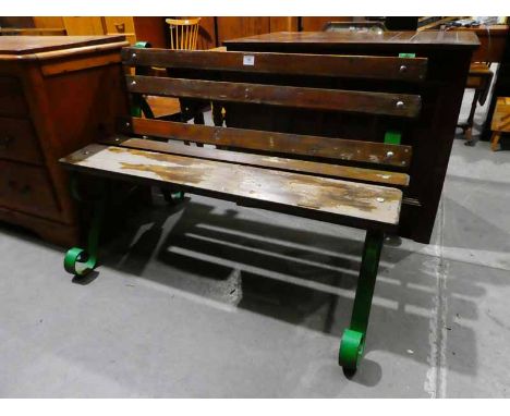 A wrought iron frame Garden Bench 122cm long