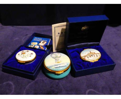 Three Halcyon Days enamel Boxes with Hinged lids
