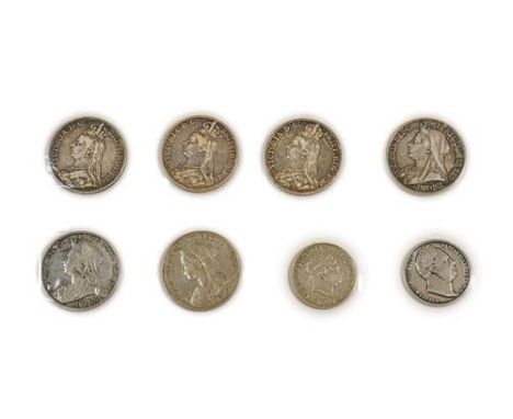 Victoria, 6 x Crowns comprising:  1887, 1889, 1890, 1893 LVI, 1894 LVIII, &amp; 1895 LIX, all with good edges except for mino