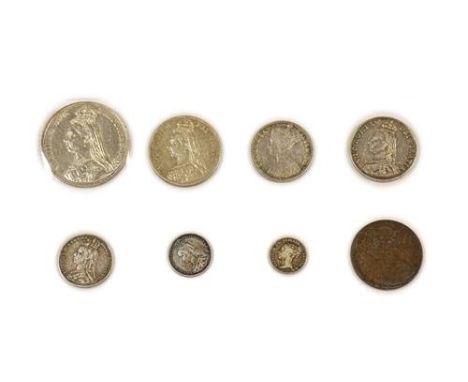 Victoria, 7 x Silver Coins comprising: crown 1891 light hairlines, good edge, lustrous AEF, halfcrown 1887JH lustrous AEF to 