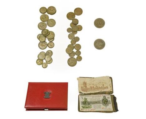 Miscellaneous Lot  comprising: UK proof set 1990, 8 coins 1p to £1, no certificate, in Royal Mint red leatherette case of iss