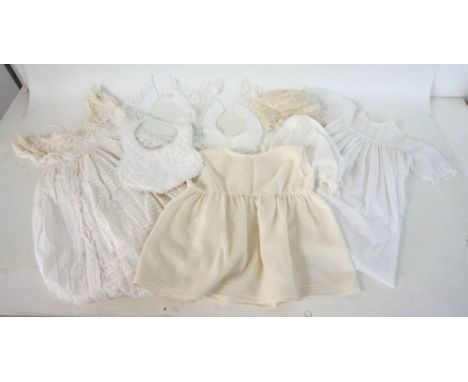 COLLECTION OF VINTAGE CHILD'S NIGHT DRESSES
bonnets and other items, 1 box