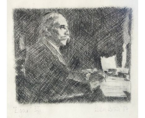 ELLEN EXTON
'Edgar', limited edition etching 22/75, signed and dated '84, image area 10cm x 11.5cm