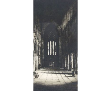 WILLIAM DOUGLAS MACLEOD (Scottish, 1892-1963)
'Glasgow Cathedral', etching, signed, 34.8cm x 17.3cm, bearing 'W.B.Simpson, Gl