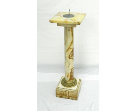 20th CENTURY SUNDIAL
mounted onto a marble column with a stepped base, 106cm high 