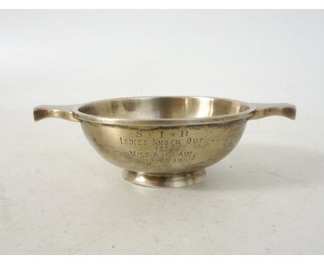 EDWARD VIII SILVER QUAICH
the body engraved 'S I R Ladies Knock Out 1st Miss A.H.Law 1937-38.', Birmingham 1937, 12.2cm wide