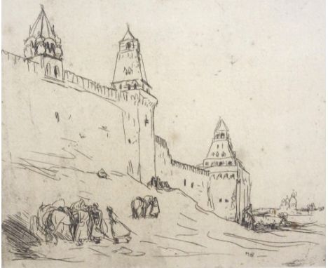 MARIUS BAUER (Dutch, 1867-1932)
'The Kremlin', etching, initialled and No.6, 23.2cm x 26cm