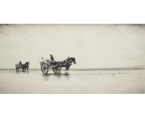 WILLIAM DOUGLAS MACLEOD (Scottish, 1892-1963)
'Carting Sand, Machrihanish', etching, signed and dated 1923, 19.7cm x 37.3cm, 