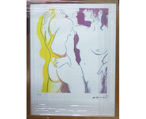 ANDY WARHOL 'Nude couple', lithograph, with Leo Castelli blue stamps verso, and George Israli embossing lower left, from an e