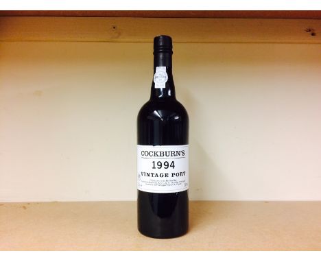COCKBURN'S 1994 VINTAGE PORT
Oporto, Portugal. 
75cl, 20% volume, in wooden box.  CONDITION REPORT: Very good. 