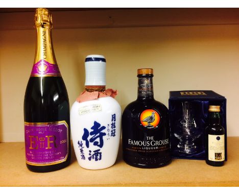 FAMOUS GROUSE LIQUEUR
Whisky Liqueur. 
70cl, 35% volume. 
GEKKEIKAN
Japanese Sake. 
720ml, 15% volume, in ceramic bottle. 
E.