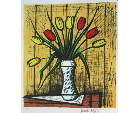 BERNARD BUFFET (French,1928-1999), 'Tulipes Jaunes et Rouges', 1983, original lithograph in nine colours on arches (infinity)
