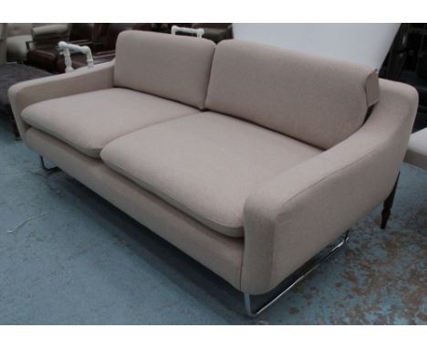 SOFA, Content by Conran, in Launceston ecru wool on tubular chrome supports, 195cm x 95cm x 75cm H.