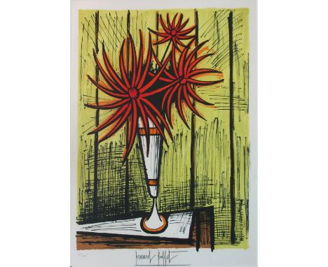 BERNARD BUFFET (1928-1999), 'Les Trois Dahlias', 1983, original lithograph in eight colours on arches (infinity) watermarked 