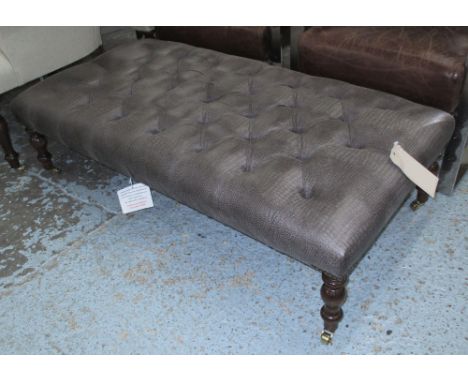 HEARTH STOOL, with button top and faux skin colouring on turned supports, 123cm x 62cm x 32cm H. 